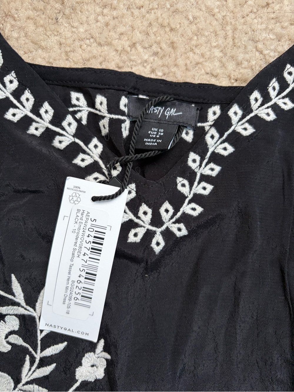 Nasty Gal | Hand Embroidered Scallop Tassel Hem Festival Mini Dress - Picture 4 of 7